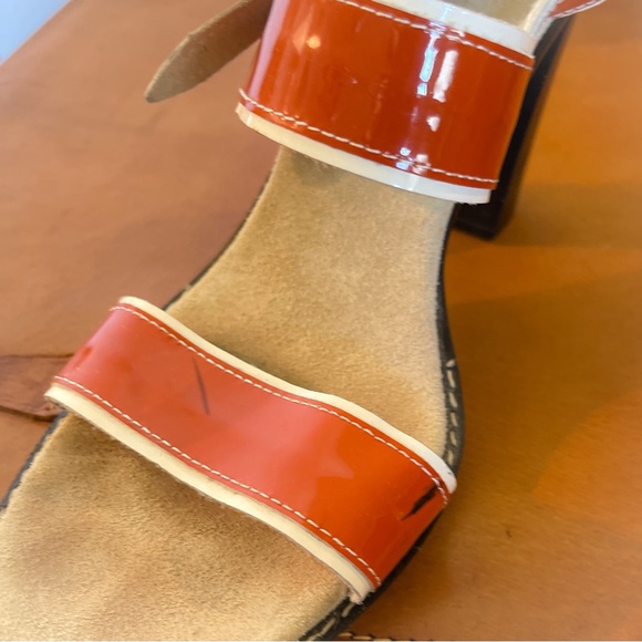 A.Giannetti Orange Patent Leather Strappy Chunky Heels - Made in Italy. - Picture 5 of 8